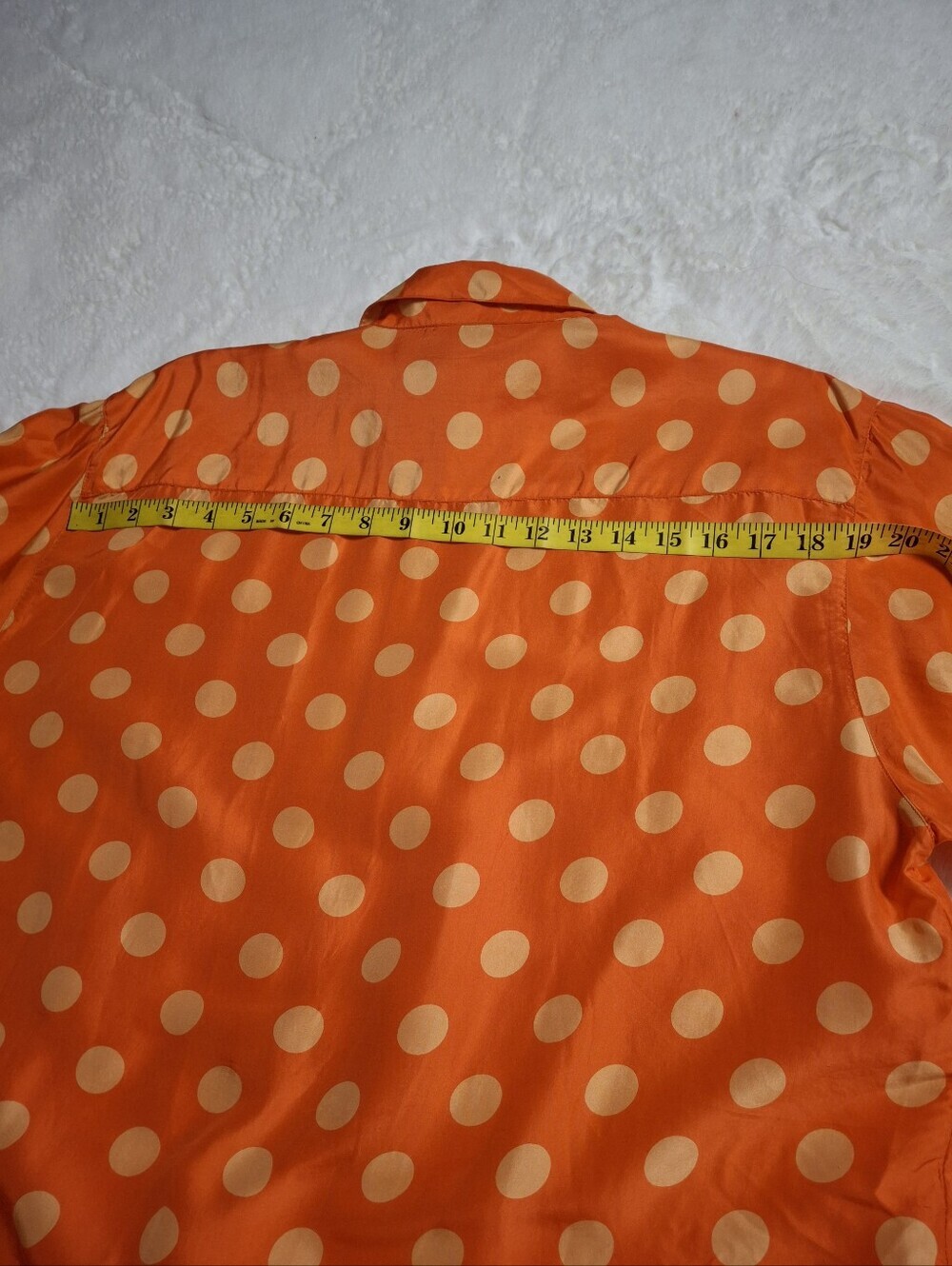 NAF NAF Paris Silk Orange with Beige Polka-Dots Button-Up Blouse Size X-Large - Picture 12 of 16